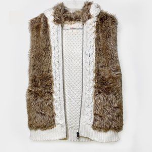 Knit Faux Fur Hoodie Vest by Clockhouse